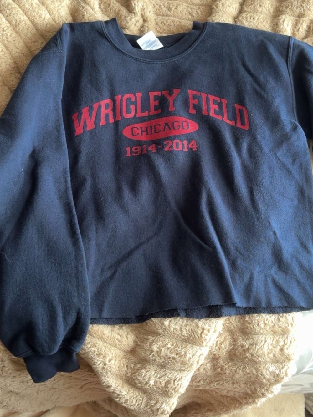 Wrigley Field Chicago Navy Kids Sweatshirt - Red Logo